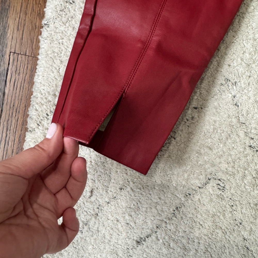 Red Leather Pants - Picture 2 of 4